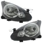 Headlights Fits Toyota Aygo 2005-2015 Black Inner Headlamps 1 Pair Left & Right