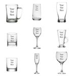 Personalised Engraved Glass, Custom Drinkware Gift Your Text Etched to any Glass