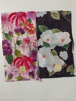 Japanese Sybilla Designer Floral Handkerchief Set - 100% Cotton, Pink & Navy)2pc