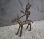 Antique West African - Bronze Horse/Rider Statue / Dogan, Mali - Early Example