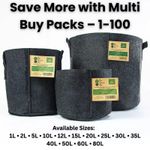 Fabric Grow Bag Heavy-Duty  – Round Black Pots for Plants, Herbs, Veg 1–80L