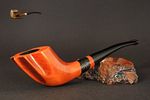 WOODEN  TOBACCO SMOKING PIPE  No.58  HORN  Pear Orange   7"  Churchwarden  + BOX