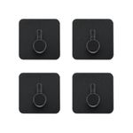 4Pcs Space Aluminum Black Adhesive Hooks for Ceramic Tile Glass Marble Plastic