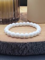  MATTE WHITE ONYX 8MM HANDMADE STRETCH BEAD BRACELET MENS WOMENS JEWELLERY 