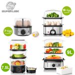 SUPERLEX 7/16 2 Tiers Egg Boiler /3 Tiers Food Steamer Veg Meat Steam &Rice Bowl