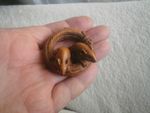 Hand Carved wood netsuke mice pair on coiled ropes , boxwood collectable figure