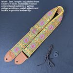 Embroidered Universal Guitar Strap Sling Bass Leather End for Electric Acoustic
