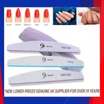 100/180/240 Grit Nail Files Professional Quality Half Moon Buffer Emery Board UK