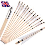 12X 32" Traditional Wooden Arrow Turkey Feather Archery Recurve Bow Longbow Hunt