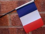 FRANCE HAND WAVING FLAG Small 6" x 4" with black pole FRENCH PARIS FRANCAIS