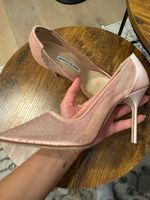 Manolo Blahnik BB 100MM Pointy Toe Satin Mesh Dotted Pink Pumps