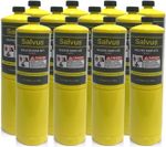 12× Salvus MAP HTi MAPP Gas Bottles – Blowtorch Fuel for Plumbing & Soldering