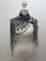 Silk Feel Grey Black Leopard Print Scarf Animal Print SHS New With Tags