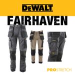 DEWALT Fairhaven Slim Fit Work Trousers, Rip Stop Stretch, Multi Pocket, Durable