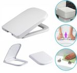 Square Soft Closing Toilet Seat White Heavy Duty Adjustable Hinge Top Fix Modern