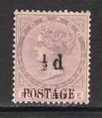 M21955 Trinidad & Tobago-Tobago 1896 SG33a - ½d on 4d SPACE BETWEEN 1/2 AND D