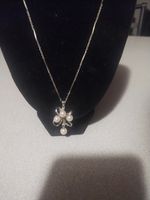 Vintage Cluster Ribbon Acoya Pearl Sterling Silver Necklace Vintage Very Rare