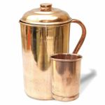 Copper Water Jug with Glass Tumbler For Health Benefit 1500+300ml Combo Set