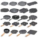 3-19 Holes Cast Iron Pancake Pan Non Stick Eggs Crepe Takoyaki Pots with Handle