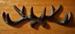 Moose Antler Cast Iron 4 Hanging Hooks Rustic Lodge Primitive Cabin Home Decor