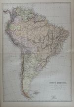 1882 South America Original Antique Colour Map by Edward Weller