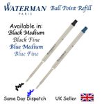 GENUINE WATERMAN BALLPOINT REFILL - MEDIUM & FINE -  BLACK & BLUE