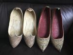 Vintage Indian embroidered slippers x 2 pairs Calcutta
