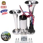 Super Loud Car Truck Boat Dual Trumpet Train 12V 600DB Air Horn Compressor Kit
