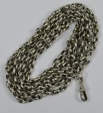 Victorian Solid Silver Belcher Link 67" Long Guard or Muff Chain