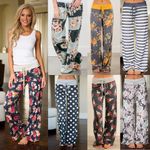 Women Boho Maxi Floral Palazzo Wide Leg Pants Casual Loose Trousers Plus Size UK