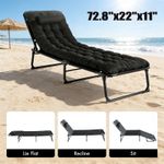 Sun Lounger Folding Recliner Chair Garden Adult Outdoor Bed with Mattress 185cm