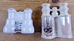 2 Vintage Crested China WW1 Field Glasses Binoculars Bognor Lucky White Heather