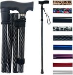 Life Healthcare Folding Walking Stick–Adjustable Height Lightweight Aluminium Ca