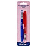 Hemline Erasable Fabric Marker Pens Blue|Red Erasers Tips Twin Pack Quilting Use