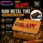 RAW Classic Metal Storage Tin 2oz Black & Brown Premium Tobacco Storage Case UK