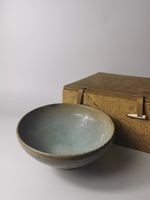 Chinese Yuan dynasty Jun Ware sky blue glaze large bowl with collector's box