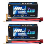 2x Zeee 2S Shorty Lipo Battery 5000mAh 7.4V 120C 5mm Bullet to T Plug Hard Case