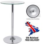Round Clear Glass Table Top / Poseur Restaurant Cafe Pub Cocktail Bar - 1m High
