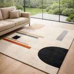 Hand Tufted Wool Area Rug – Modern Geometric Abstract Design Handmade Carpet