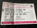 Ticket Stub Match ticket BORO Middlesbrough v Nottingham forest Chris Morris 