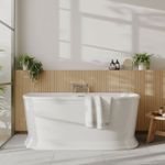 1700mm Freestanding Back to Wall Bath Tub Double Ended Oval Reinforced Acrylic