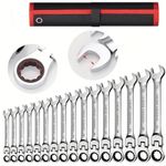 SILVERLINE METRIC COMBINATION FIXED FLEXIBLE HEAD RATCHET SPANNERS 6MM - 24MM