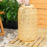 Solar Powered Natural Rope Lantern Floor Lamp Outdoor Rattan Garden LED Lighting