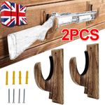 2/4Pcs Universal Wooden Wall Mount Shotgun/Rifle Gun Rack Display Storage Hooks