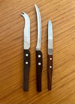Vintage Serving Set Charcuterie Board Cheese Knives Spreading Knives Teak Wood