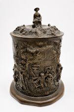 Rare Bronze / Gunmetal Tobacco Jar with High Relief Pastoral Frieze  c.1890–1910