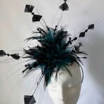 Teal/BlackFeather Fascinator for Weddings, Races and Proms