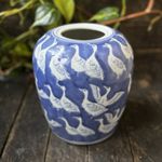 Ginger Jar With Hand-Painted Bird Motif and Qing Dynasty Makers Marks 