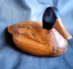 Vintage Hand Carved Wooden Decoy Duck Glass Eyes