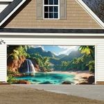 Summer forest waterfall garage door banner fabric outdoor party background XS